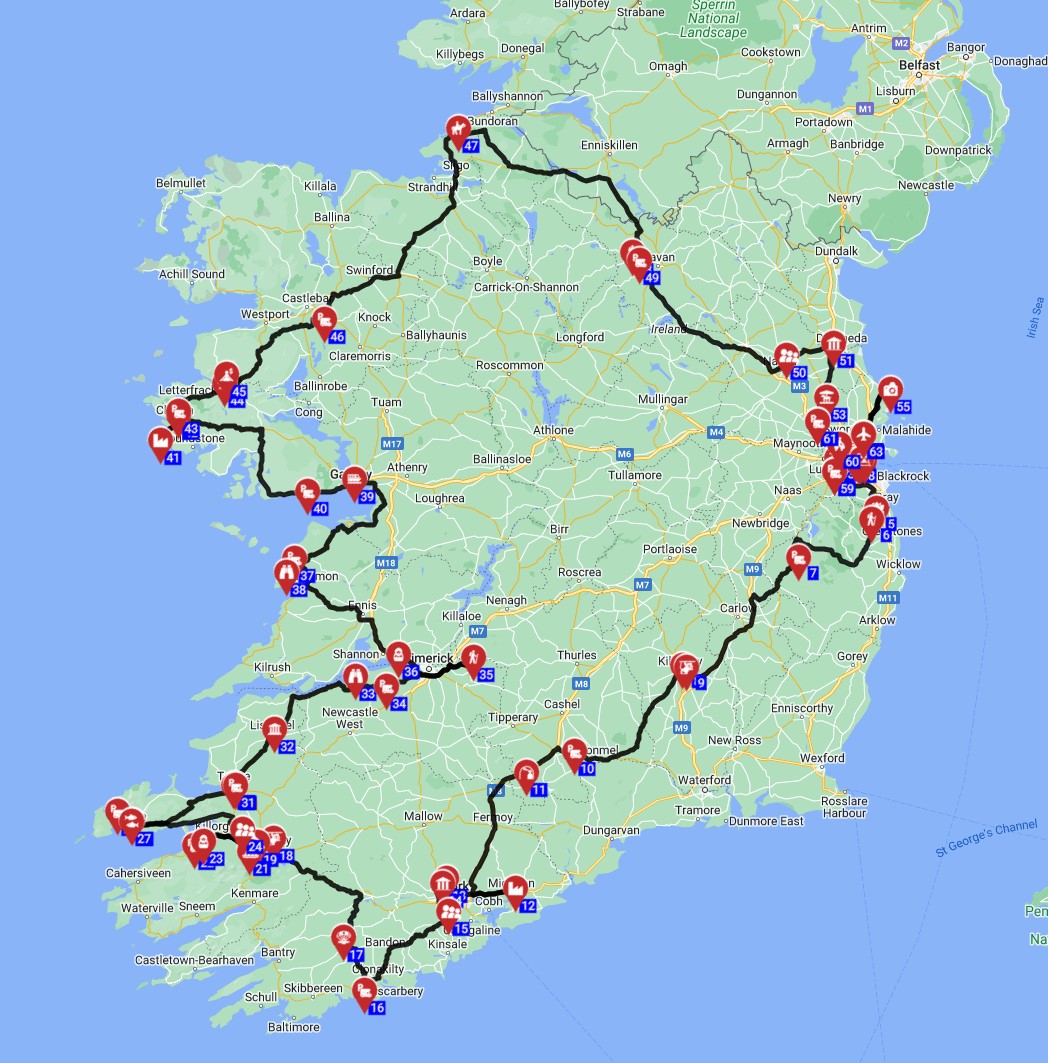 Map for Dublin Roundtrip - Wild Atlantic Way
